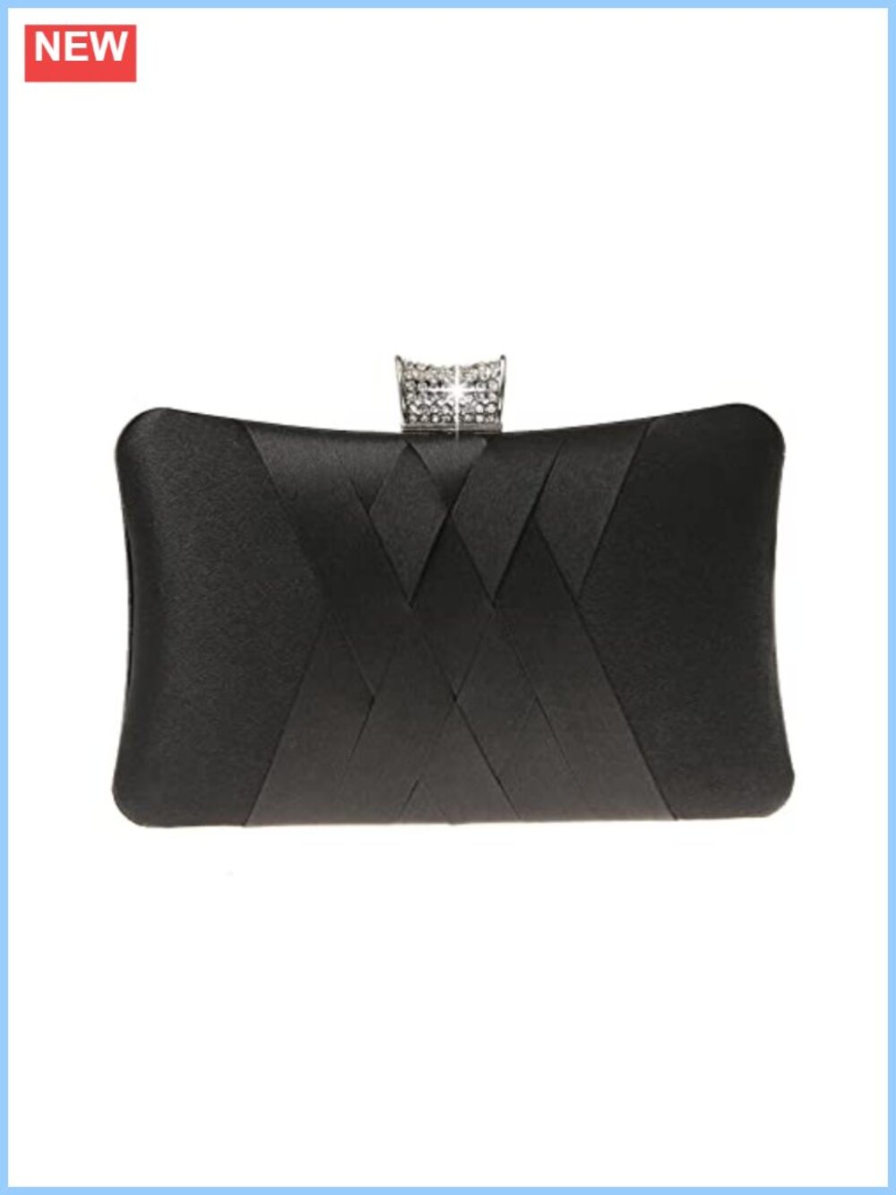 Satin Diamante Evening Clutch Rhinestone Bridal Prom Party Crossbody Purse